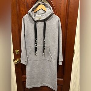 Gray MC Lorene Hoodie Dress with Pearl Details